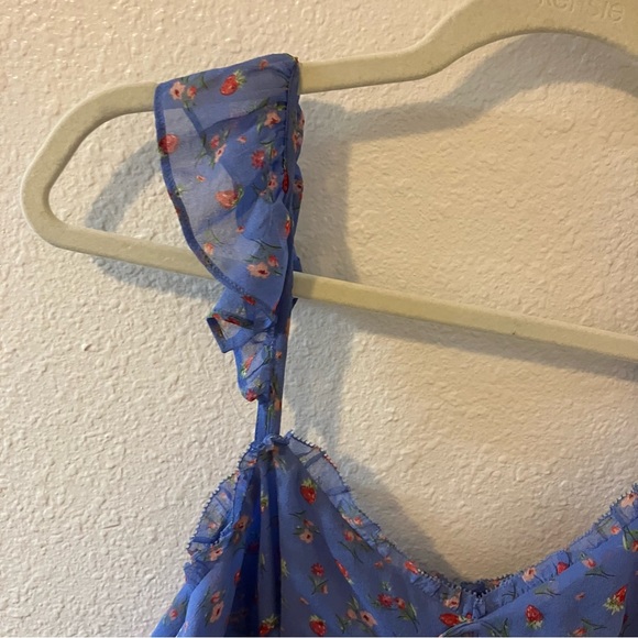 Joie Silk Blue Floral Ruffle Babydoll Camisole - Picture 10 of 11